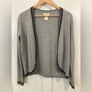 Peck & Peck wool cashmere grey open cardigan sweater size Medium